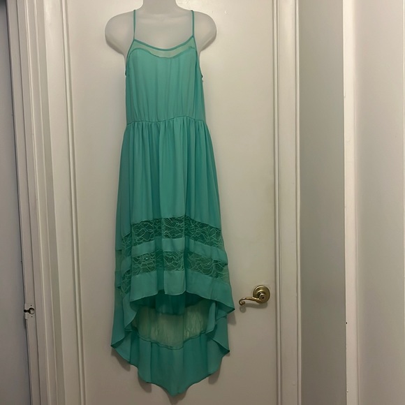 Lush Dresses & Skirts - Turquoise lace high-low dress